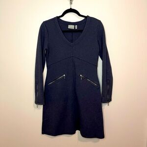 Athleta Heather Gray Ponte Celebration Long Sleeve Zipper Dress